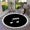 Black and white music keys Round Area Rug,Carpet Rug for Living Room Bedroom Sofa Playroom Decor,Non-slip Floor Mat