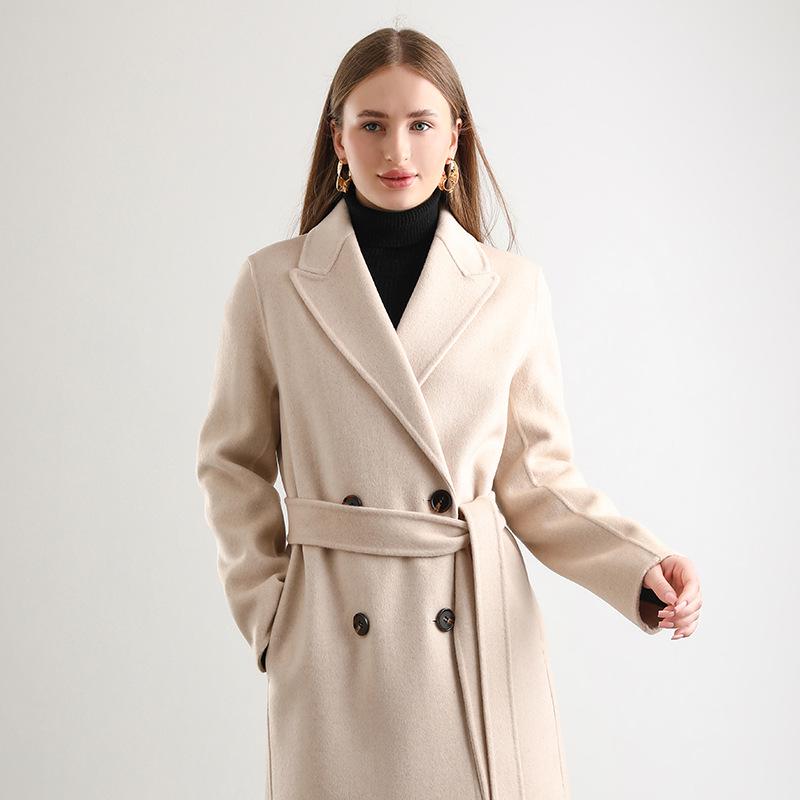 Women's Double-Sided Wool Blend Belted Overcoat for Autumn/Winter 2024