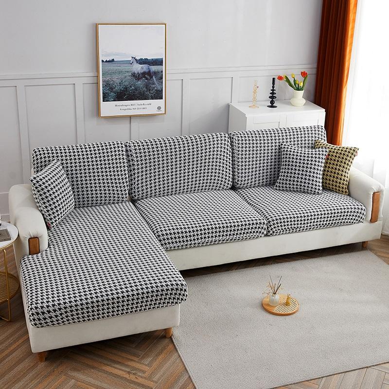Thick Grid Jacquard Sofa Cushion Cover Slipcovers Elastic Sofa Seat Cover Sofa Seat Cushion Protector