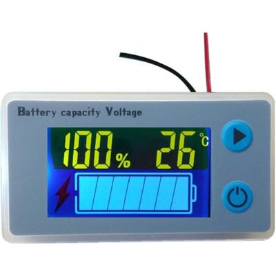 Multifunctional LCD Power Meter for Lead Acid Batteries, Voltage Meter with Temperature Display, Battery Display, Voltage Display, 12V