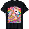 Colorful Rainbow Unicorn Pony Graphic T-Shirt Men Casual Short Sleeve Crew Neck Tee