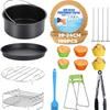 Air Fryer Accessories Set Fit All Airfryer with Cake Basket Pizza Pan Stainless Steel Skewer Rack Oil Brush Kitchen Accessories