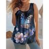 Women's 3D Printed O-Neck Vest Casual Sports Sleeveless T-shirt