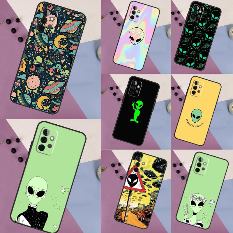 Cartoon Alien Case For Samsung Galaxy A34 A54 A14 A24 A53 A33 A23 A13 A15 A25 A52 A32 A22 A12 A51 A71