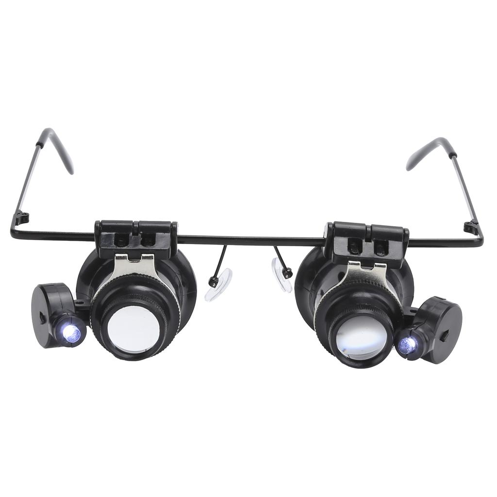 Glasses Type DualLens Magnifier with 2 LED Lights for Electronics Jeweler Watch Repair