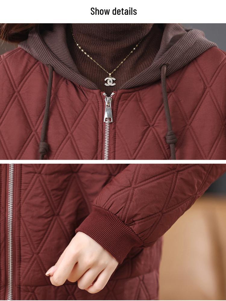 Damen 2024 Argyle Daunen Baumwolljacke - Kurzer Wintermantel, Kleine Größe, Oberbekleidung für Mütter