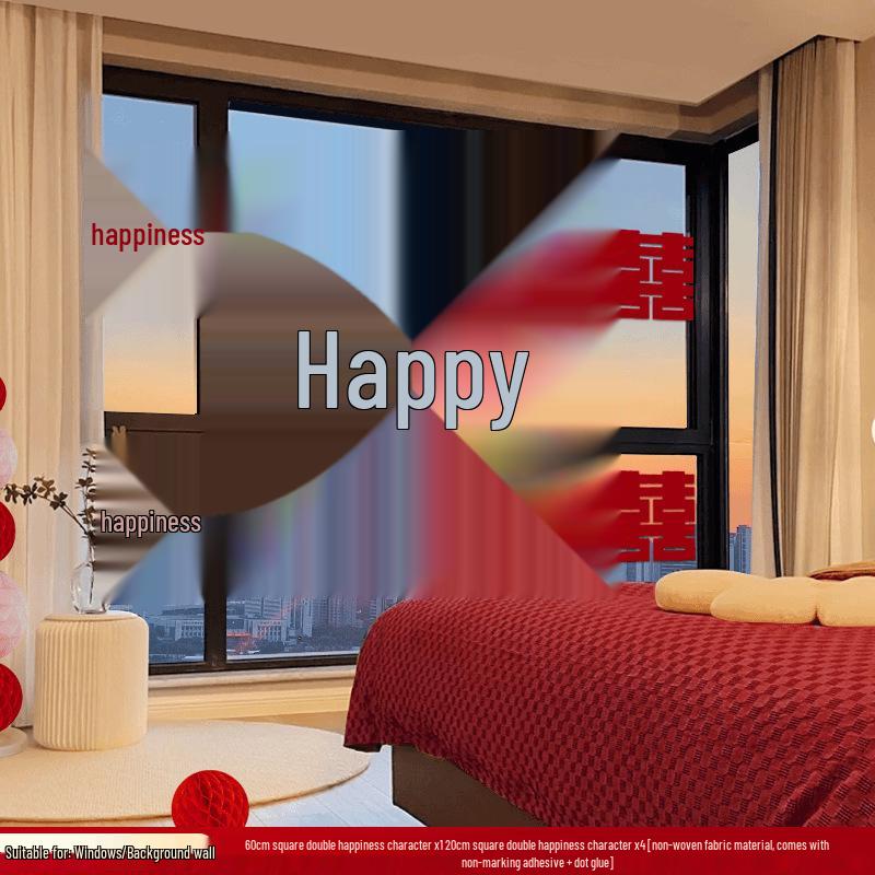 Lot d'autocollants Double Bonheur de Mariage: Décorations de chambre, fenêtre, porte et fiançailles