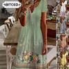Fashion Summer Spring Short Sleeve V-Neck Casual Dresses