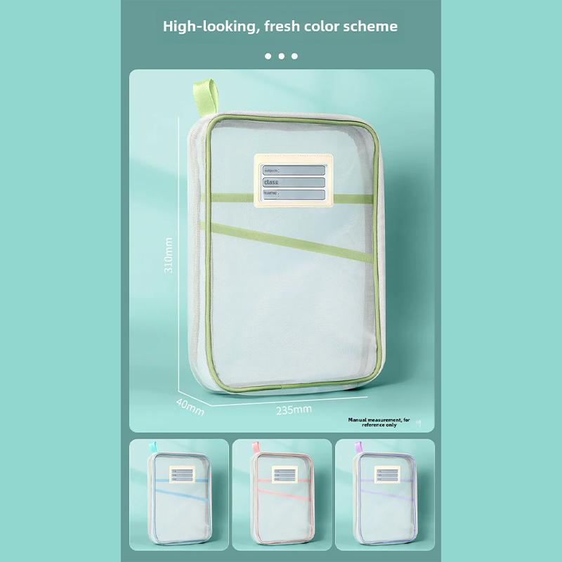 A4-Aufbewahrungstasche für Schreibwaren, Ordner, Schul- und Bürobedarf, Schreibwarentasche, doppellagige Netztasche mit Reißverschluss, Organizer mit großem Fassungsvermögen