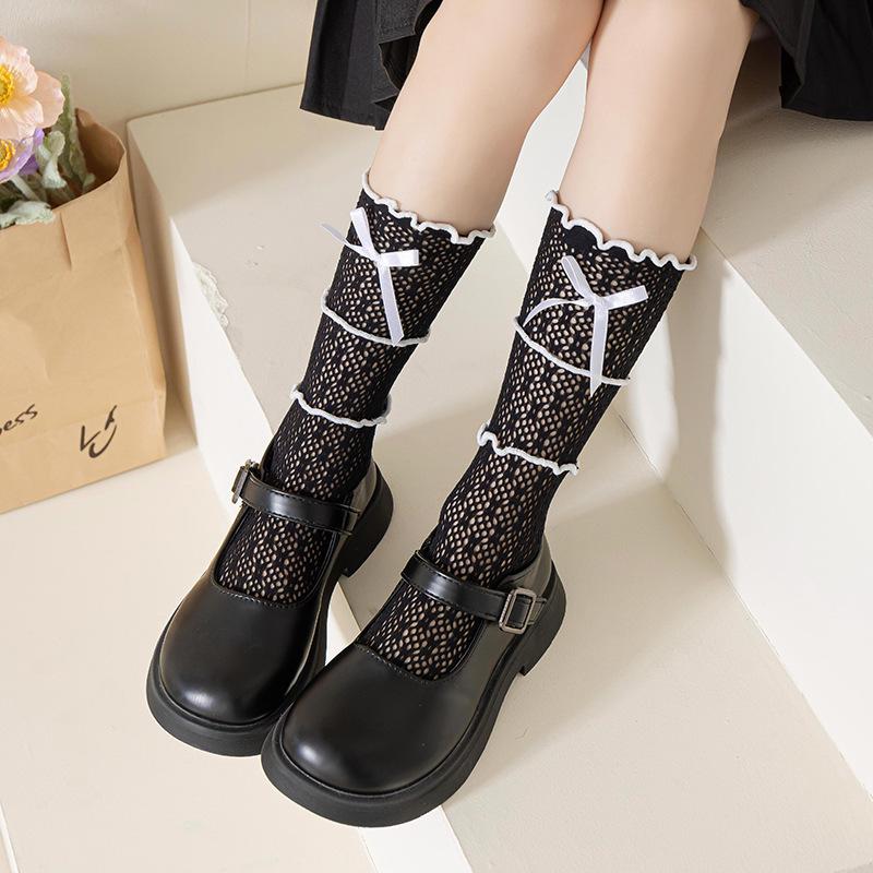 Sommer-Lolita-Socken für Mädchen im koreanischen Stil mit Spitze und Schleife, Prinzessinnen-Socken