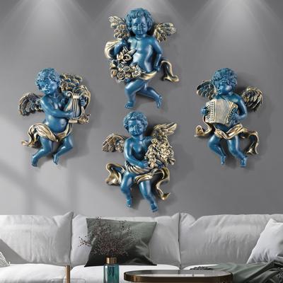Nordic Cute Cupid Angel Decoration Figurine Resin Angel Statue Arts Wall Hanging Decor for Living Room Bedroom Home Decoration