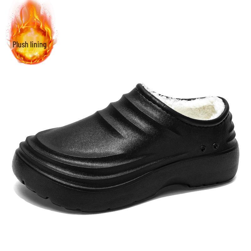 Fleece-Lined Non-Slip Chef Shoes: Warm, Oil-Proof, Soft Sole, Large Sizes, Ideal for Men & Women in Hospitality Professions.