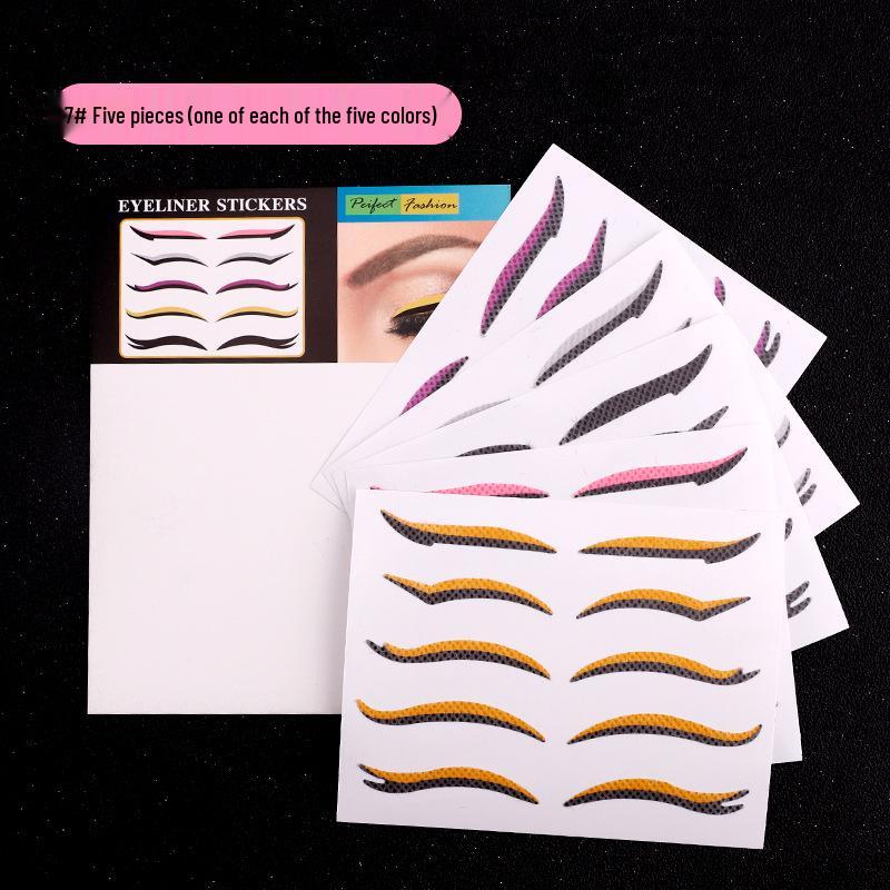 5 Pairs Self-Adhesive Eyeshadow and Double Eyelid Stickers for Stage, Party, Nightclub Makeup - European & American Style with Shimmer Eyeliner