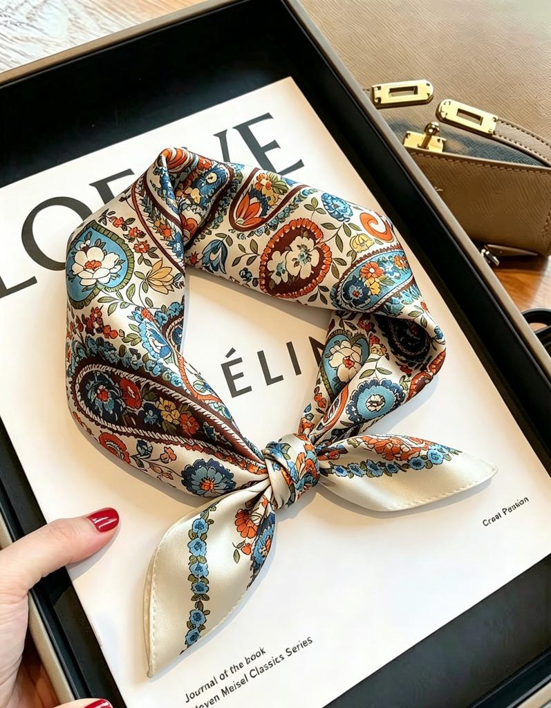 [111 mulberry silk] Bonas women's silk small square scarf silk scarf 11 new autumn and winter gift mother small scarf