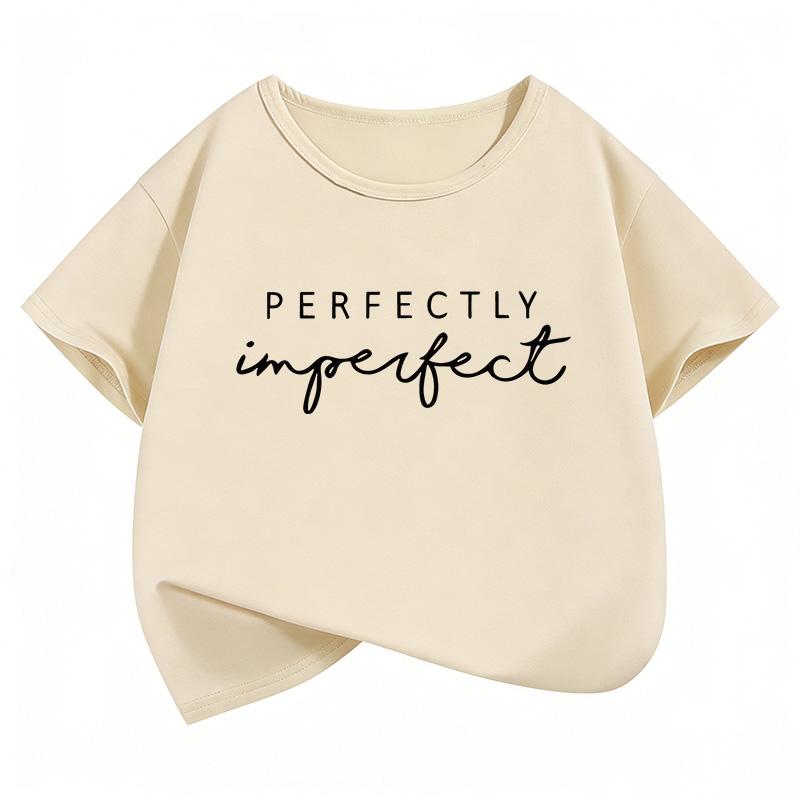 Perfectly Imperfect Letter Printed T Shirts Y2k Kids Childrens Tshirt Boys Girls Summer Spring Casual Top Tee Shirt Fashion 110