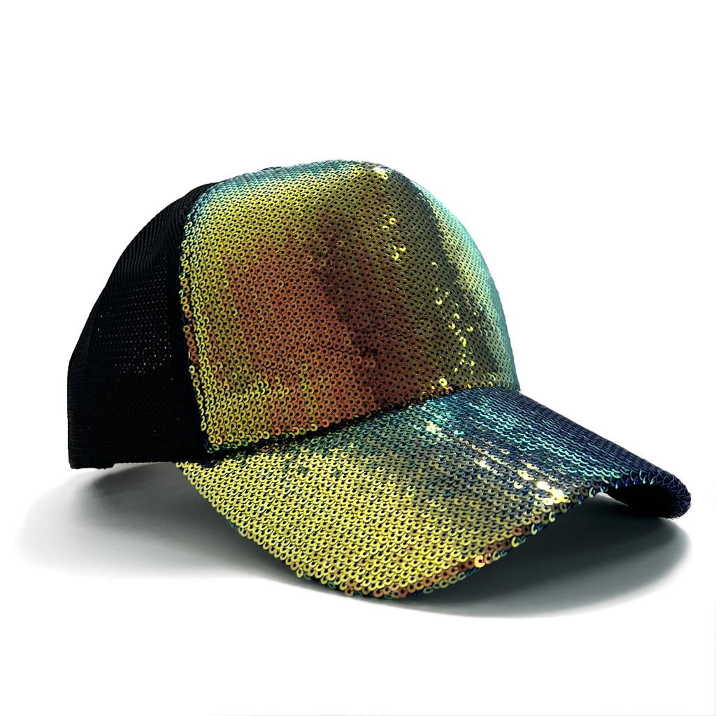 New Fashion Unisex Adjustable Baseball Cap With Shiny Sequins Rainbow Sequins Classic Men Women Outdoor Casual Sport Trucker Hat