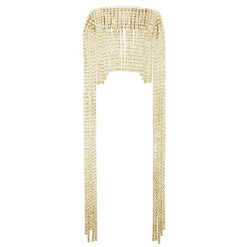 Rhinestones for Head Chain For Bride Hair Chain Shining Bridal Headwear Crystal Long Tassel Rhinestones Hair Headb 1 золотой
