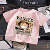 One Piece Luffy Wanted Poster Kids TShirt Cute Cartoon Graphic Tee for Boys Girls Soft Cotton Short Sleeve TShirt for Casual