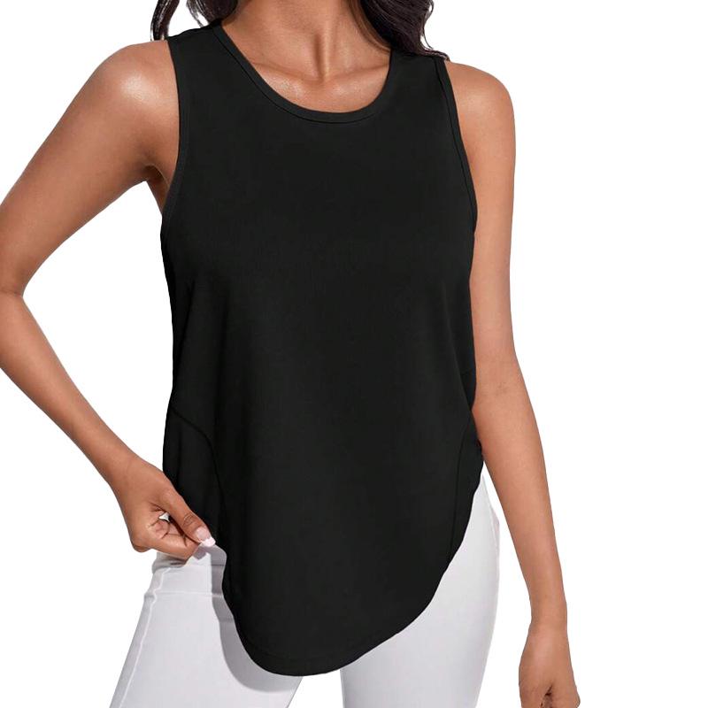 

Летняя быстросохнущая майка без рукавов свободного кроя для йоги и фитнеса Small чёрный