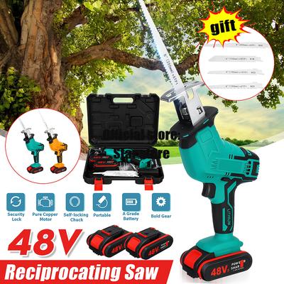 48V Cordless Lithium Battery Reciprocating Saw Wood/Metal Cutting Saw Saber Saw Portable Electric Saw Rechargeable Power Tool "