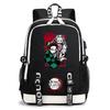 Demon Slayer Anime Print Student Backpack USB Charging Port Lightweight School Bag for Boys Girls