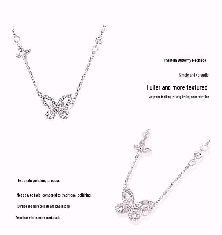 High-Quality Moissanite Silver Double Butterfly Necklace for Women - Ideal Qixi Gift