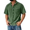 Men's Vintage Button Down Bowling Shirts Short Sleeve Summer Beach Shirt
