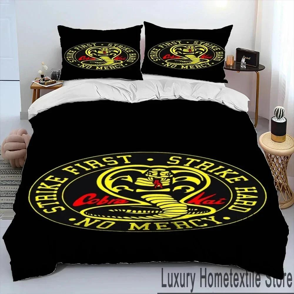3D Cobra Kai Amanda TV Karate Bettdecken-Set, Bettbezug, Bettset, Steppdecke, Kissenbezug, King-Queen-Size-Bettwäsche-Set für Kinder