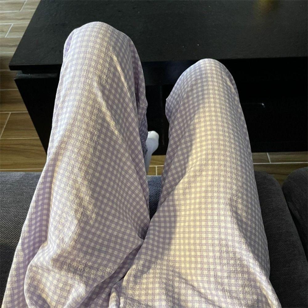 Wide Leg Casual Pants Women High Waist Sweet Trousers Fashion Girls’ Sleepwear  Spring Autumn