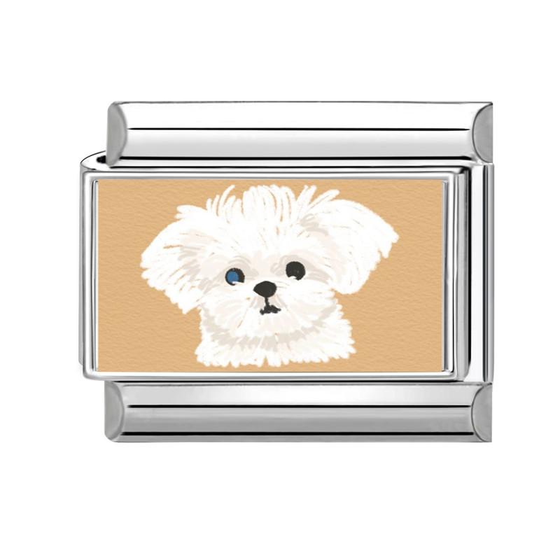 Lovely Cartoon Dogs Cats Rabbit Rose Flower Italian Charm Links Fit 9mm Stainless Steel Bracelet Women Men DIY Making Jewelry