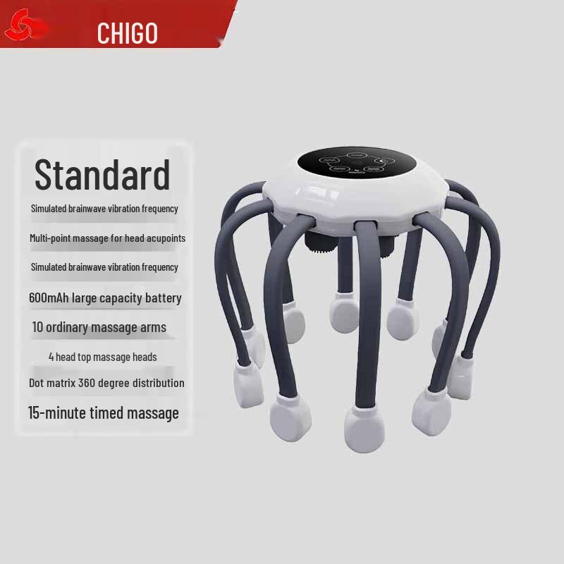 CHIGO Brainwave Vibration Octopus Head Massager CN plug (adapter included)