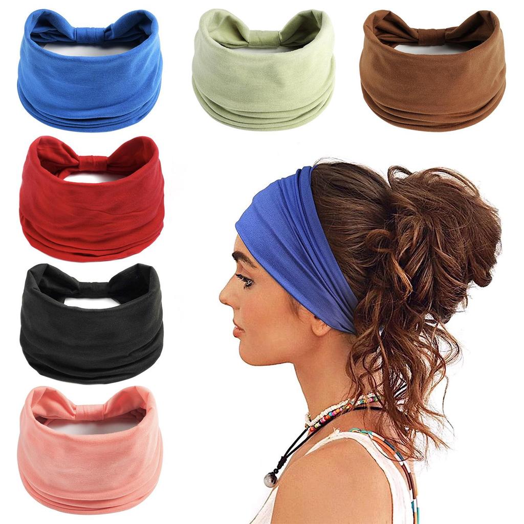 Women's Solid Color Elastic Yoga Headband - Wide, Sweat-Absorbing Sport Macaron Design