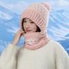 Love Jacquard Warm One-piece Hat Women's Winter Plush Pullover Ear Protection Plush Line Scarf One-piece Hat