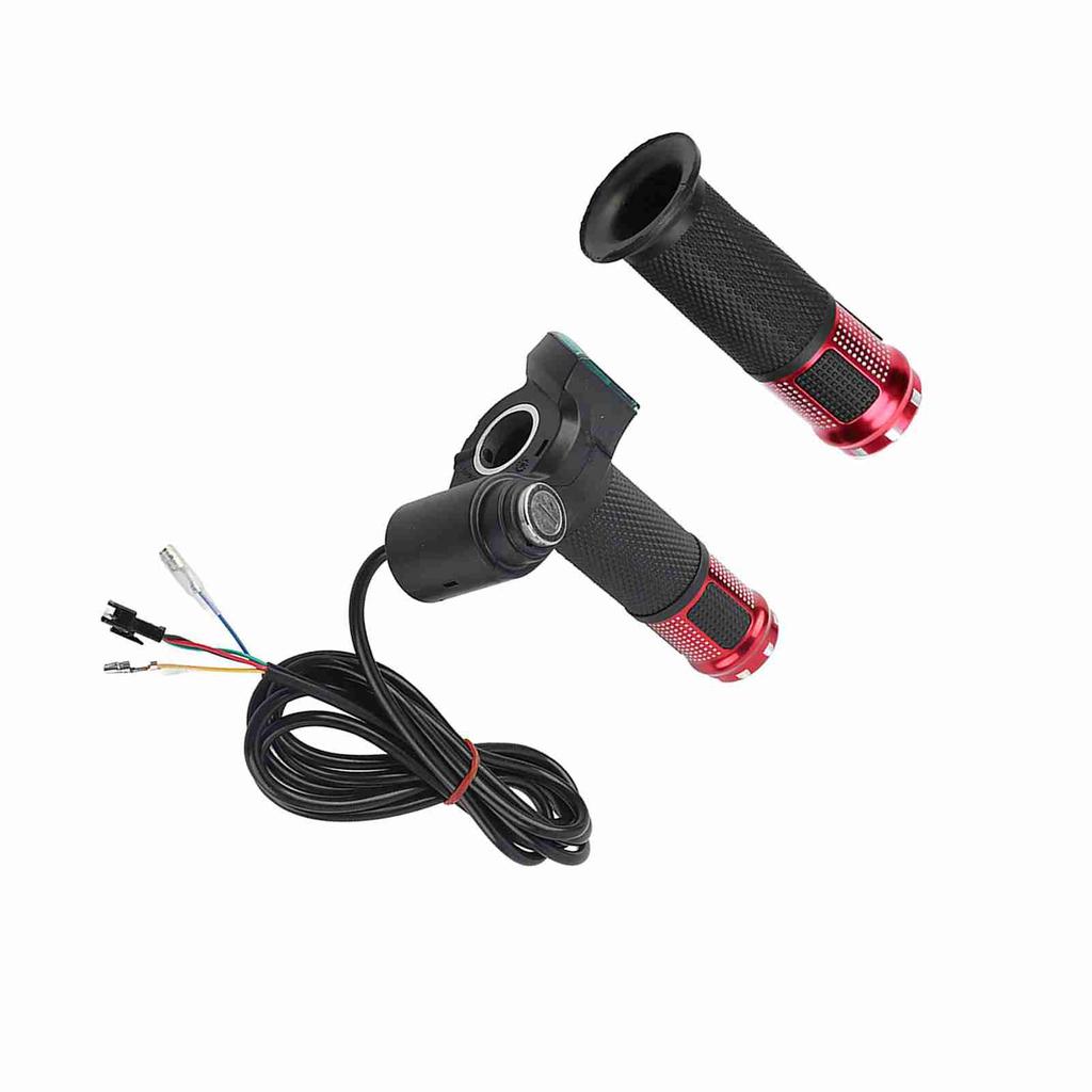 Twist Throttle Grips Handle With Key Lock LED Display Screen For Electric Bike(red)