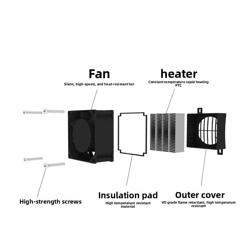 12v 50w Low Voltage Ceramic Heating Element With Fan For Disinfection Cabinets And Home Use