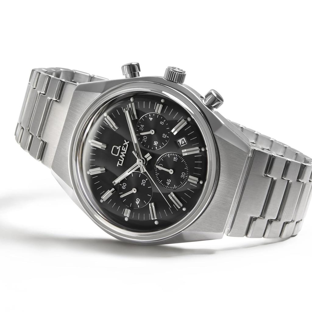 TIMEX Q Timex TW2Y34800 Men’s Quartz Watch – Black Dial, Stainless Steel Case, 5 ATM Water Resistance