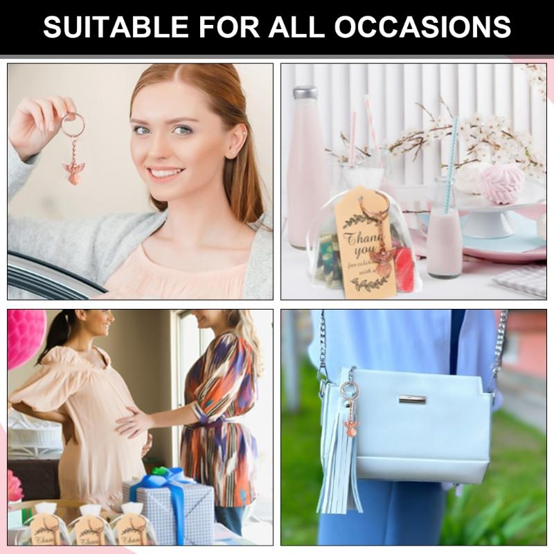 30 Set Keychains Collection with Thank You Cards and Bag Wedding and Birthdays Party Souvenir Keyring for Gifting