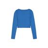 Puma Corset Long Sleeve Solid Color Casual Short Sports T-Shirt Women Tops Blue 625391-40
