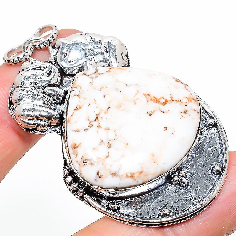 

Кулон ручной работы с этническим украшением в виде дикой лошади, драгоценный камень 2,36 дюйма VR-1844