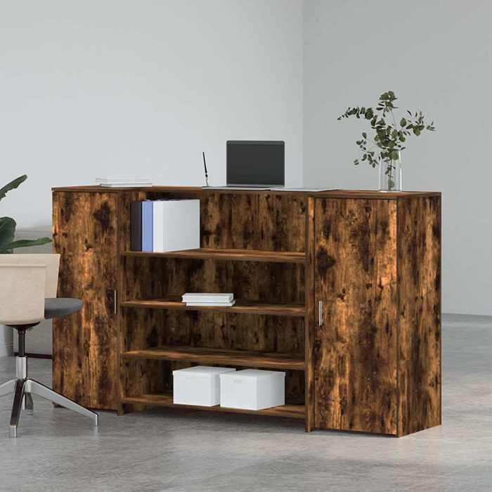 VidaXL Reception Desk Smoked Oak 180x50x103.5cm Engineered Wood, Reception Counter, Salon Reception, Counter 3324173