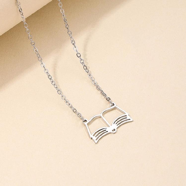 Modische Abschlusszeit Halskette Hohl Buch Anhänger Choker Schlüsselbein Kette