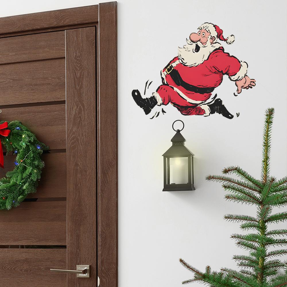 Personalisierte Laufender Weihnachtsmann Weihnachtsatmosphäre Heimdekoration Wandaufkleber