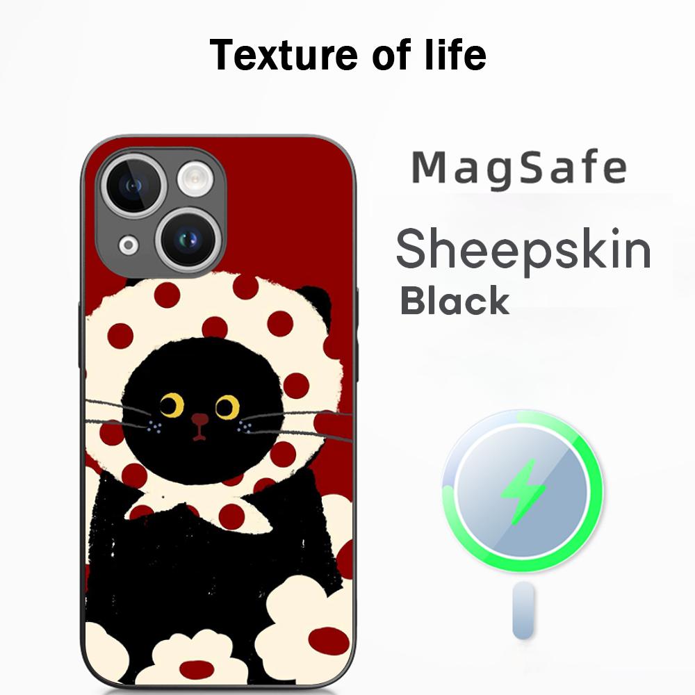 Cute Animal dog pattern lovely design  Phone Case For iPhone 17 16 15 14 13 12 Plus Pro Max  High-end Luxury Magsafe Sheepskin