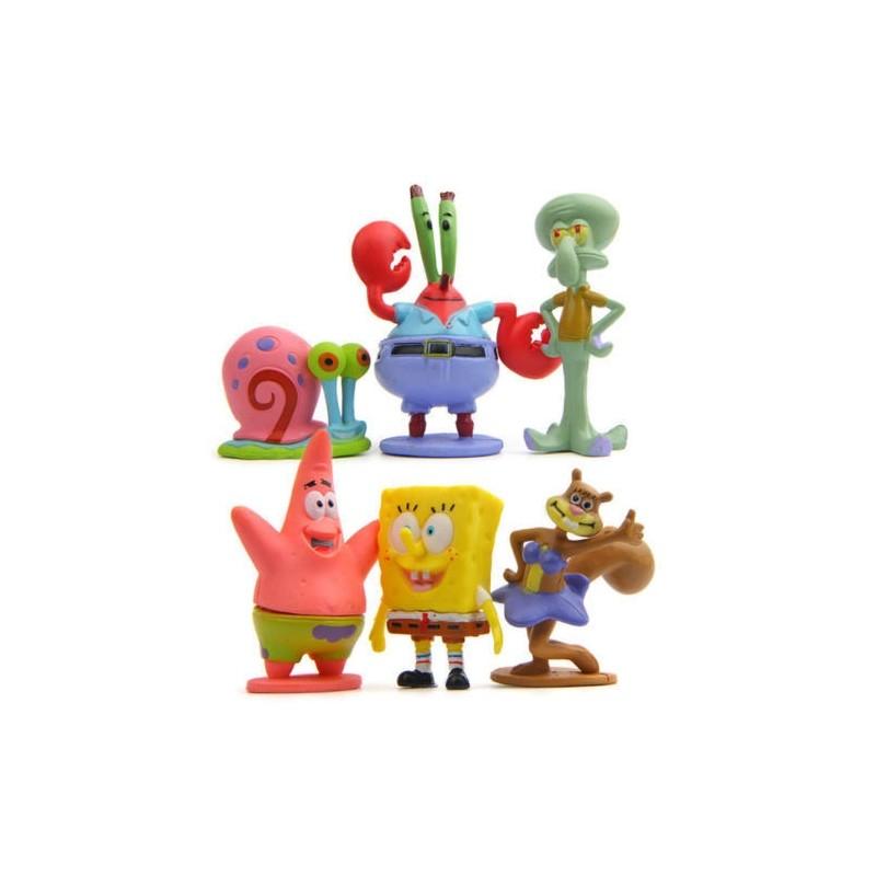 6pcs Set Spongebob Squarepants Figures Featuring Patrick Star And Squidward For Kids' Cake Toppers
