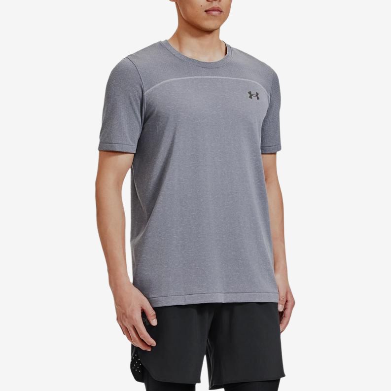 Under Armour Rush Vanish Elite American Vintage Round-Neck Short-Sleeve T-Shirt With Back Letter Print Men Tops Rhino-Gray 1382799-025