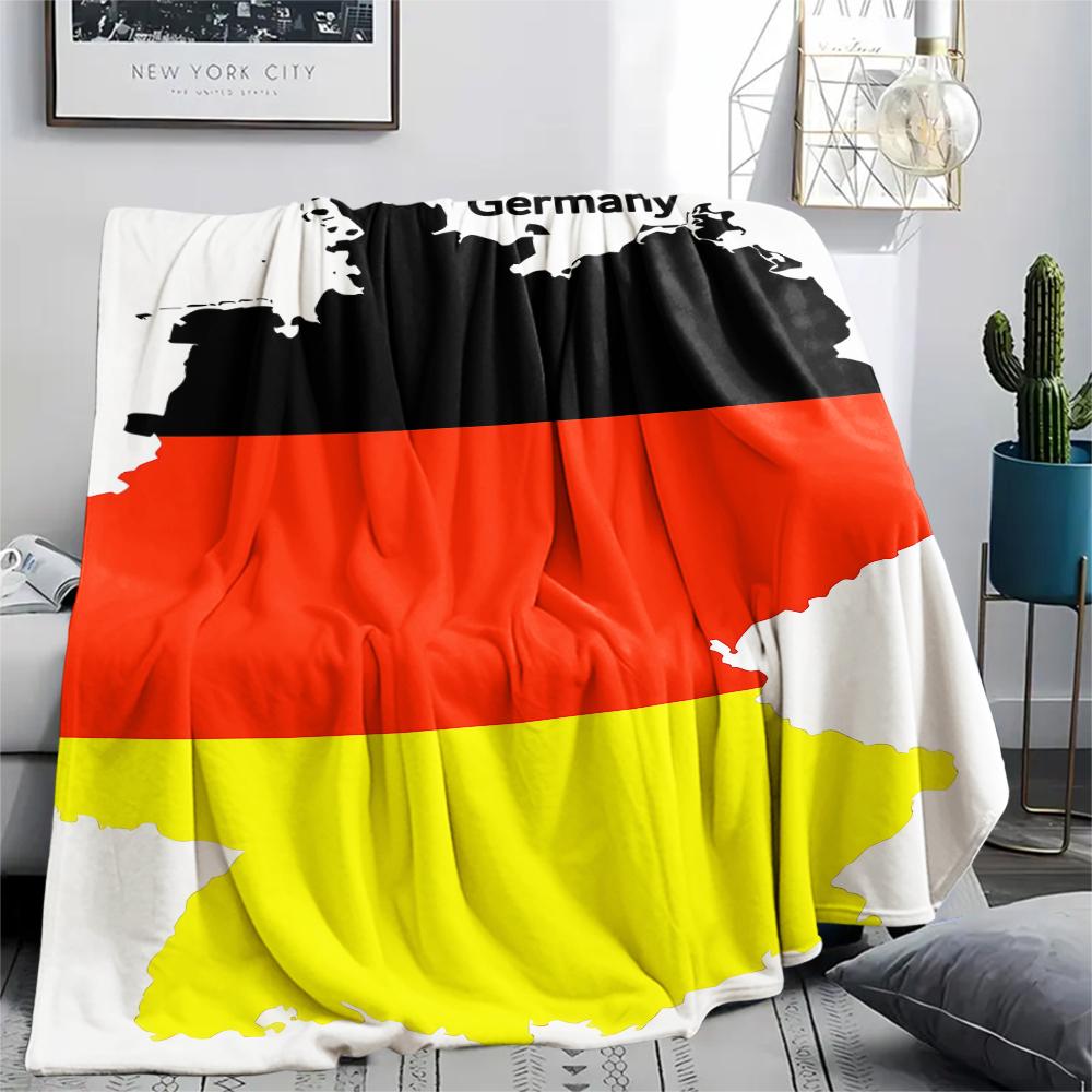 1PC Germany National Football Team Print Flannel Blanket, High Quality All Seasons, Home Decor, Warmth and Comfort, Perfect for Christmas Gifts