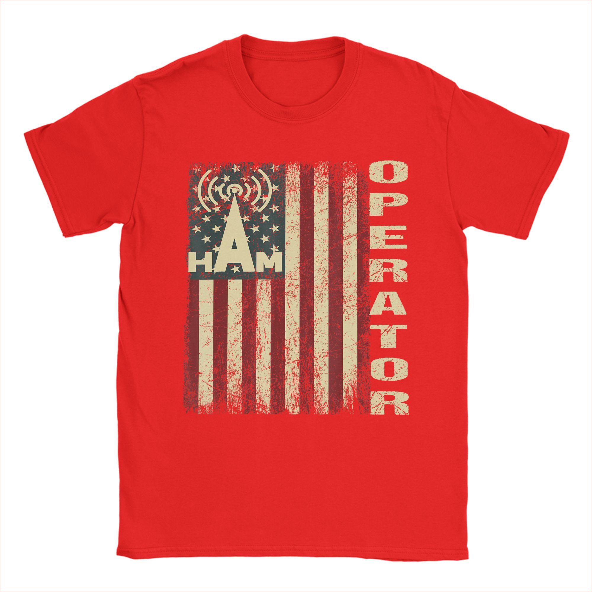 

Patriotic USA Flag Ham Radio T Shirts for Unisex 100 Cotton Novelty TShirt Crew Neck Tees Short Sleeve Clothes Plus Size S