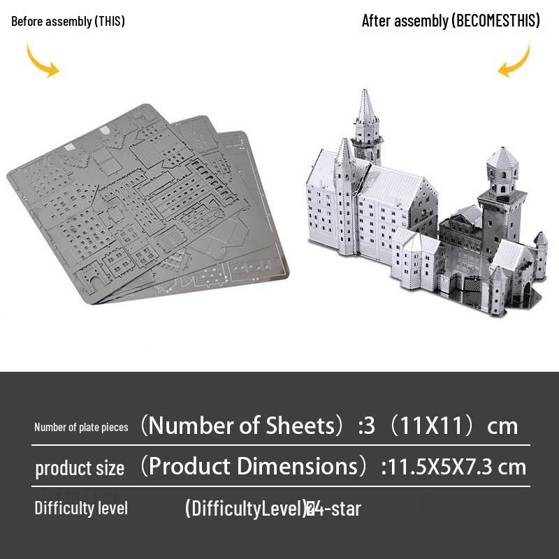 

Нойшванштайн 3D Цельнометаллический из нержавеющей стали DIY Пазл Модель - Сборка без клея Игрушка-пазл