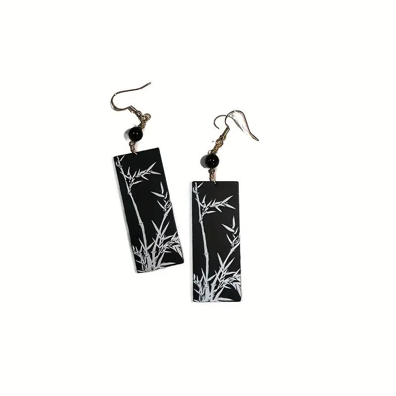 

Acrylic Tassel Earrings with a Vintage Bamboo Design and 3D Bamboo Relief Make a Great Holiday Gift