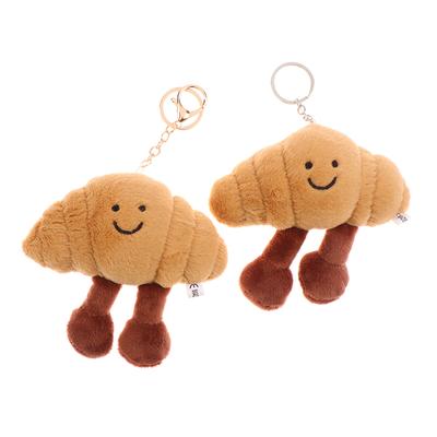 Croissant Plush Toy Keychain Cartoon Food Soft Stuffed Doll Pendant Car Key Ring Backpack Bag Decor Kid Gift